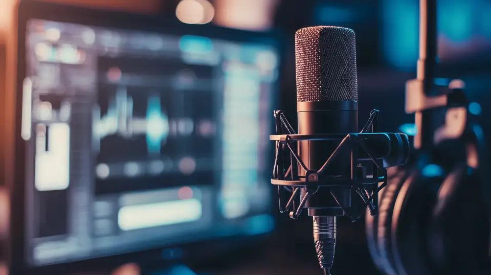Microphone and headphones with computer